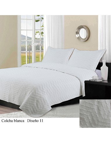 Colcha Blanca "Bouti" 100% Algodón 180X270 Cms. +1 Funda Cojín (Total: 2 Piezas)